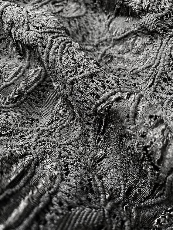 Charcoal Lace Fabric 45/46" wide x 2.5 yards: Sold as a Piece
