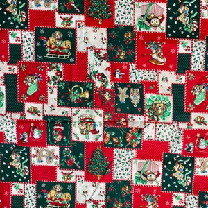 Squares of Christmas Cheer Fabric by Wamsutta/Hallmark Cards: 42&quot; wide, Sold by the Yard