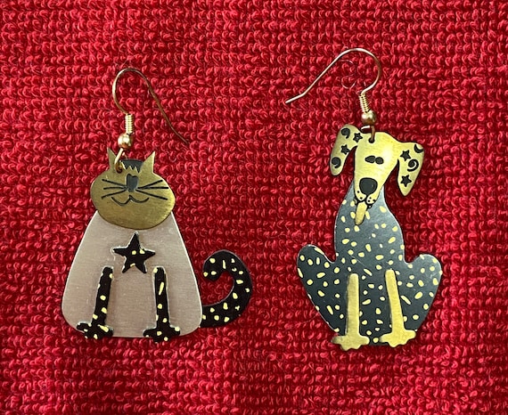 Cat and Dog Earrings- Handcrafted & Vintage