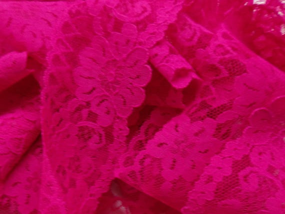 Passionate Pink Lace: 2.5" wide- Sold by the yard