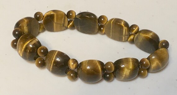 Authentic Tiger's Eye Bracelet on elastic cord, Vintage, Old stock, never worn. 2 variations, each different, sold individually