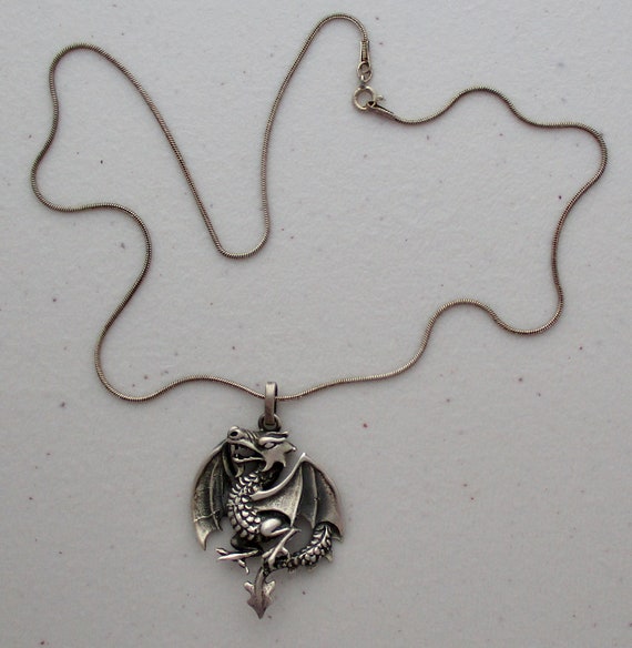 Vintage Sterling Rampant Dragon Necklace - image 5