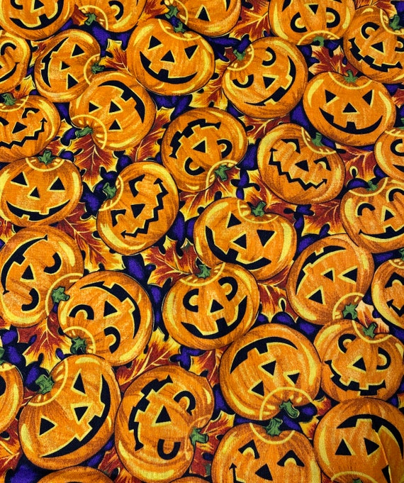 Jack O' Lanterns Galore fabric- designed by Lauren Lee Ltd for Jo-Ann stores, Sold by 1/2 yard pieces