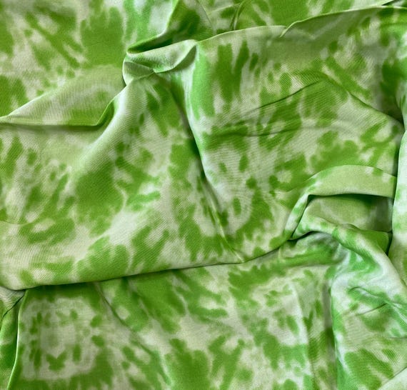 Faux Tie Dye Lime Green Rayon Fabric: Sold by the Yard