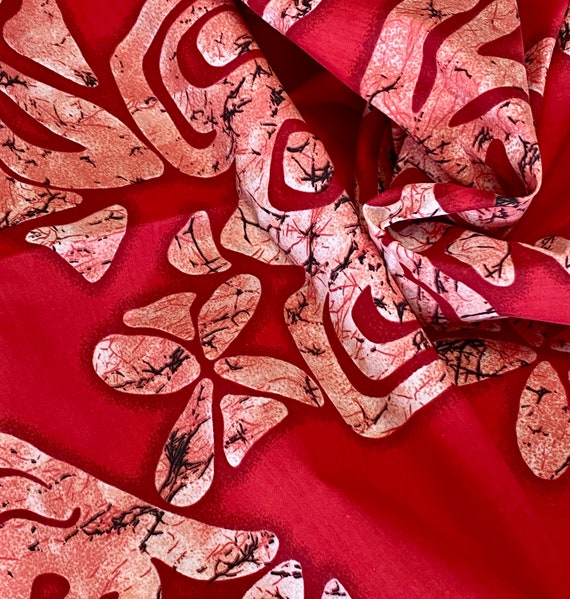 Vintage Red Batik Cotton Fabric: a 44" wide x 2.5 yard piece