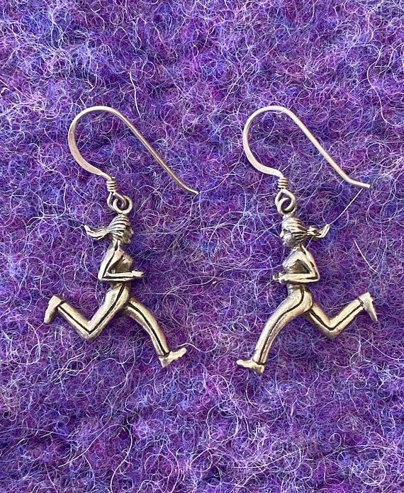 Vintage Jogging Woman Earrings 1970's