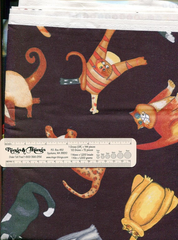 Cats on 100% Black Cotton Jennifer Garant for Timeless Treasures- A 2 yard piece