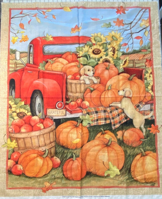 Autumn Print Fabric Panel by Susan Winget: 36" X 44", Cotton