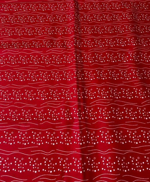 Red & White Abstract Design: Cotton Fabric