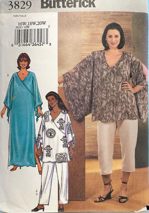 Top, Caftan, Pants pattern Butterick 3829- Easy, Sizes 16W-20W