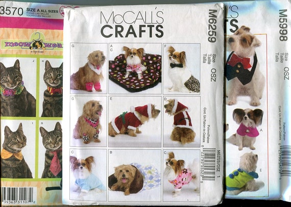 Pet Costumes, Patterns that are Vintage, Out of Print, Hard to find.  Individually priced