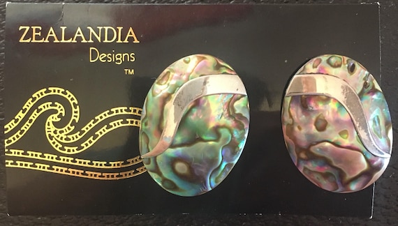 Marine Opal Oval Earrings by Zealandia Designs circa the 1970s