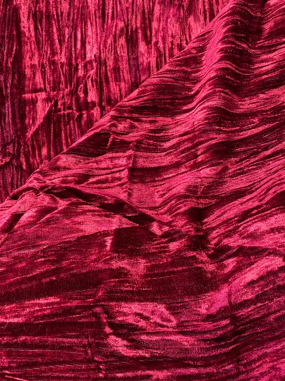 Ruby Red Vintage Crushed Velvet Fabric  One piece 3+ yards