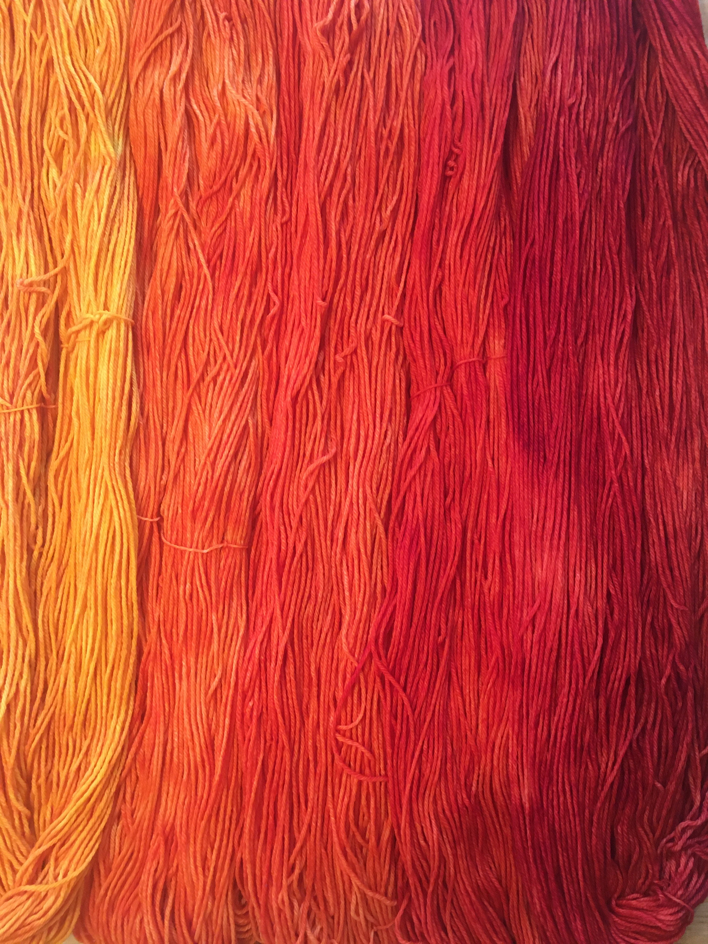 Fire Color Yarn DRAGON'S FLAME Color Fade Yarn Set of 5 Skeins of Merino/cashmere ...