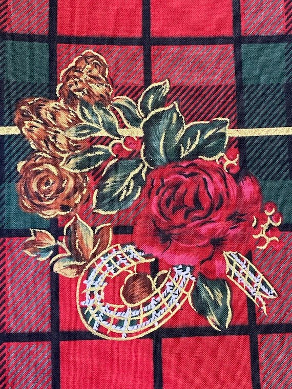 Vintage Christmas Plaid Fabric by Buena Vista Designs, USA:  Sold by the yard, Cotton