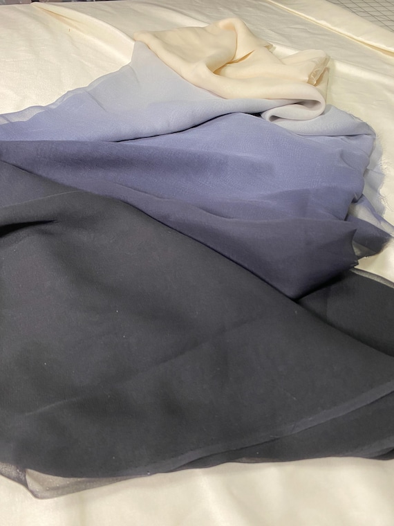 Vintage Ombre Silk Chiffon Black to Cream Sold by 3 yard Piece