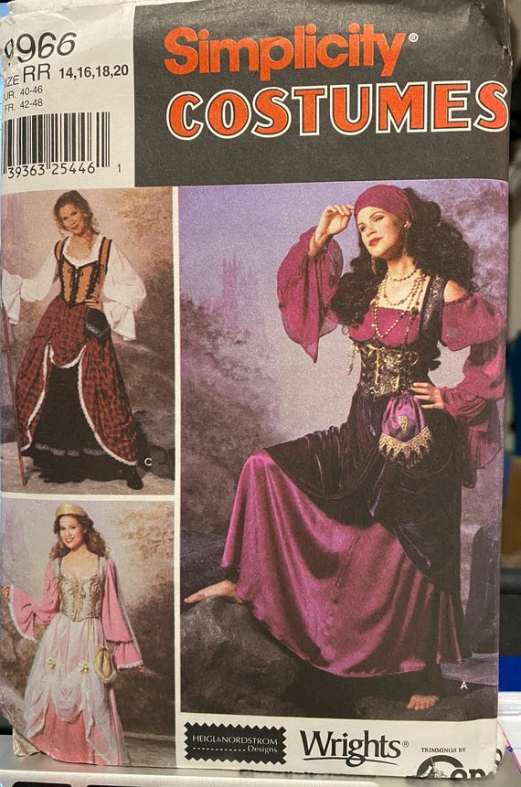 Simplicity Pattern 9966 Renaissance, Pirate Wench, Princess Sizes 14-20 Vintage OOP