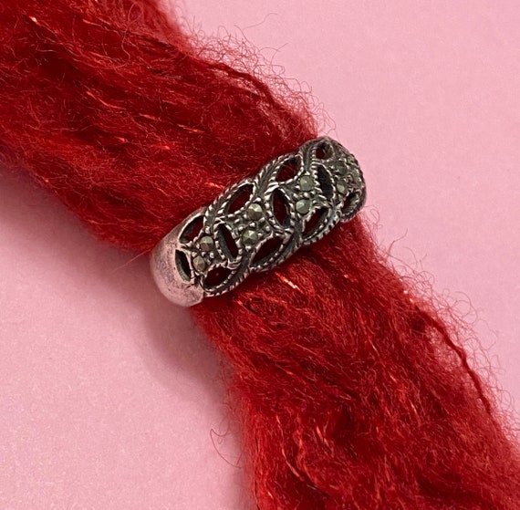 Vintage Sterling & Marcasite Ring by Helen Andrews, Inc.-  Size 7.5