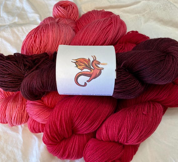DRAGON'S HEART II Color Gradient Yarn Set: 5 skeins of Merino/Alpaca/Silk