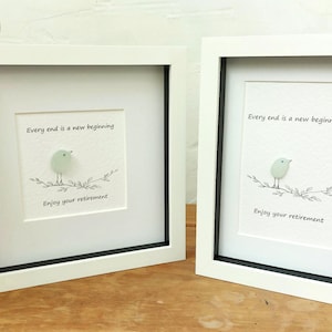 Personalised retirement gift,  Retirement gift,  Gift for friend,  Sea glass bird,  Every end is a new beginning