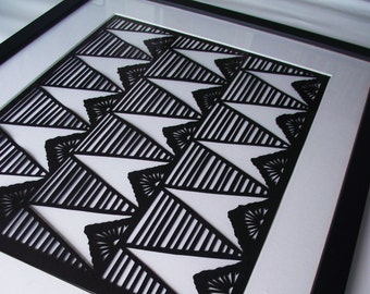 Framed Hand Cut Geometric Papercut