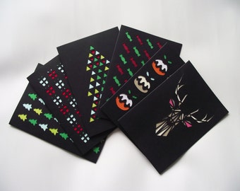 A6 handskurna julkort, paket med 6 designer