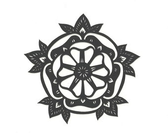 A5 Hand Cut Yorkshire Rose Paper Cut