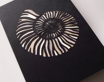 Hand Cut Ammonite Fossil Greetings Card