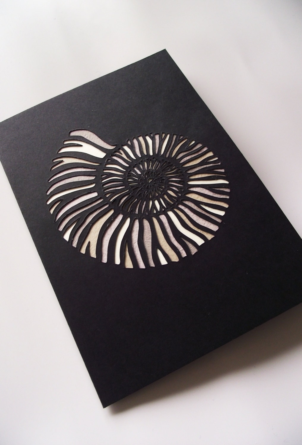 Hand Cut Ammonite Fossil Greetings Card