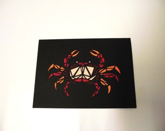 A6 Hand Cut Geometric Crab Greetings Card