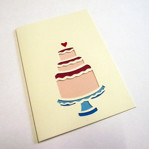 A6 Hand Cut Three Tier Cake Greetings Card