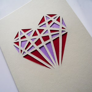 A6 Hand Cut Geometric Large Heart Greetings Card