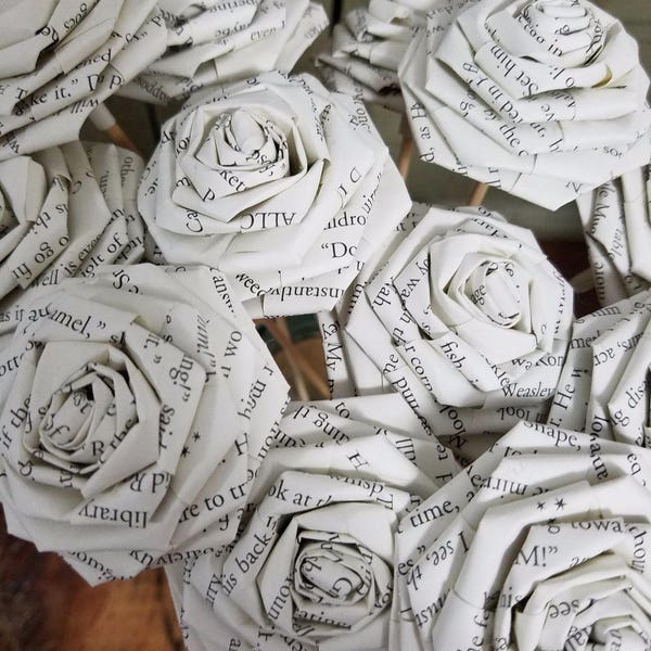 1 Dozen Scottish Highlander Book Page Flowers -12 Paper Roses - Wedding - Birthday - Book Page Flowers - Book Decor - Book Art