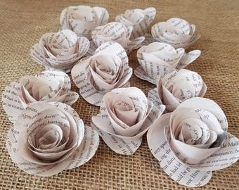 2 Dozen Alice in Wonderland Book Page Flowers 24 Paper Roses - No Stems- Wedding Decor Baby Shower - Birthday - Recycled Book - Recycled Art