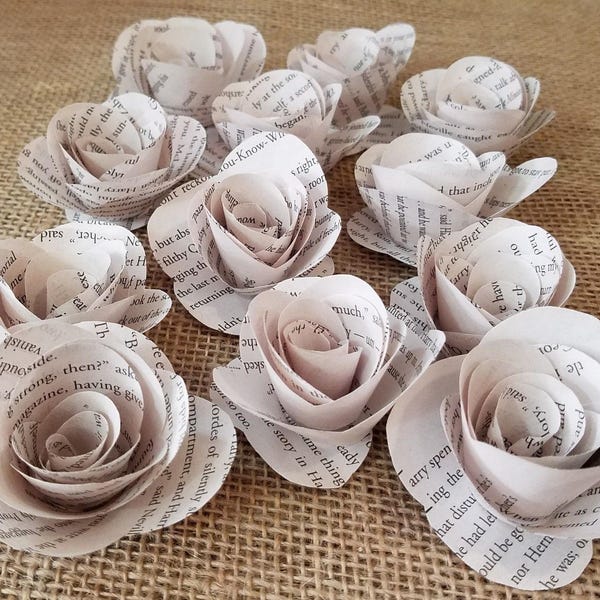 2 Dozen Fantasy Book Page Flowers 24 Paper Roses - No Stems- Wedding Decor - Baby Shower - Birthday - Recycled Book - Recycled Art