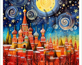 fabric panel - DI (6) - world cities - Moscow - Russia. For sewing, patchwork, quilting. Fabric panels, quilt panels, panel, Moscow appliqué