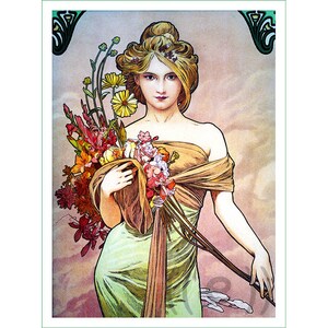 fabric panel - Alphonse Mucha (50). For sewing, patchwork, quilting. Fabric panels, quilt panels, art nouveau fabric, Mucha, Alphonse Mucha