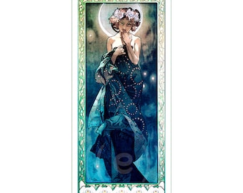 panel de tela - Alphonse Mucha (53-200). Para coser, patchwork, acolchado. Paneles de tela, paneles de edredón, tela art nouveau, Alphonse Mucha