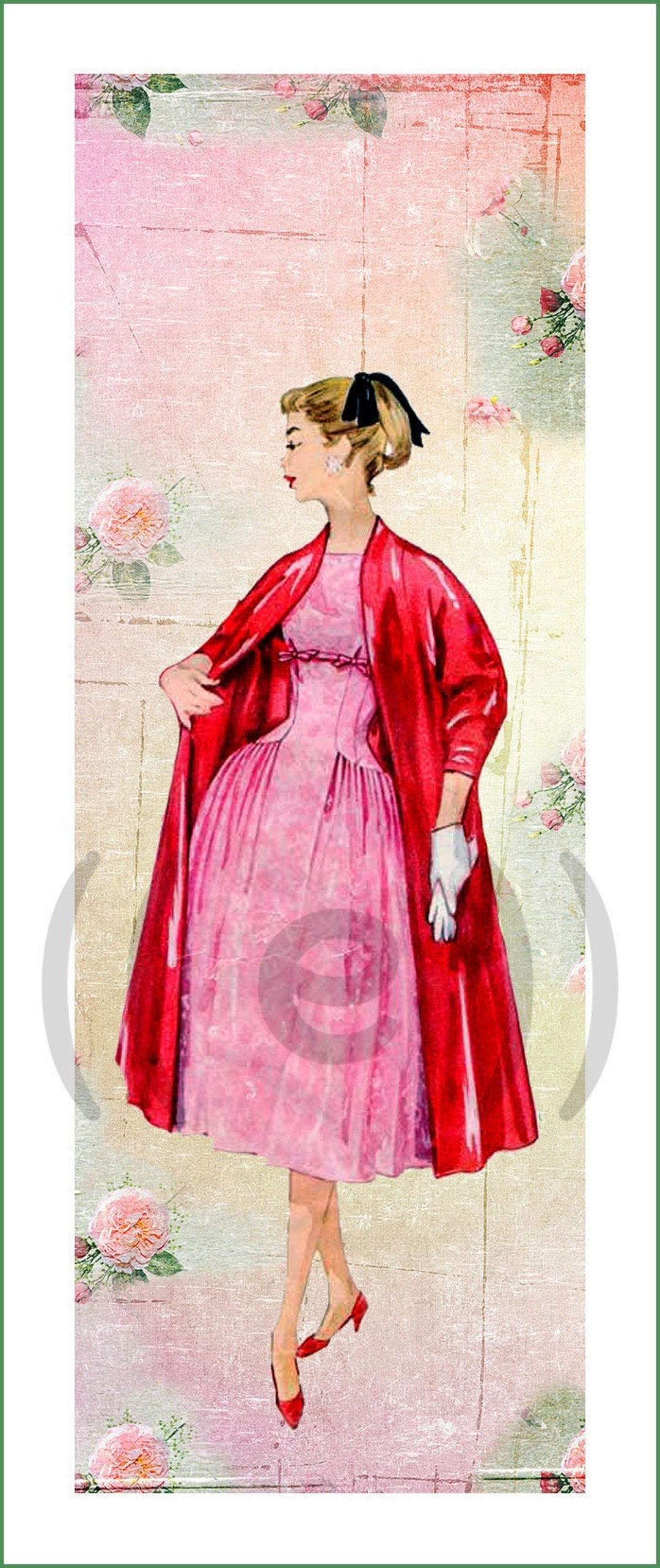 Fabric Panel Vintage Collage 229. for Sewing, Patchwork, Quilting