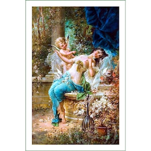 fabric panel - Hans Zatzka (15). For sewing, patchwork, quilting. Fabric panels, quilt panels, fabric panel for quilting, patchwork, vintage