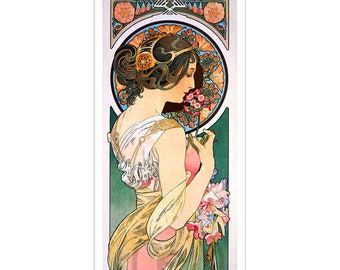 fabric panel - Alphonse Mucha (58). For sewing, patchwork, quilting. Fabric panels, quilt panels, art nouveau fabric, Mucha, Alphonse Mucha