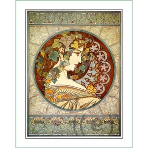 fabric panel - Alphonse Mucha (7). For sewing, patchwork, quilting. Fabric panels, quilt panels, art nouveau fabric, Mucha, Alphonse Mucha