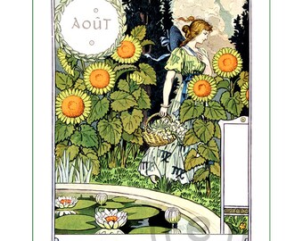 fabric panel - Eugene Grasset (11) - 12 months of the year. For sewing, patchwork, quilting. Fabric, fabric panels, quilt panels, vintage