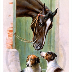 fabric panel - Carl Reichert (10). For sewing, patchwork, quilting. Fabric, fabric panels, fabric panels for quilting, animal, dog, horse