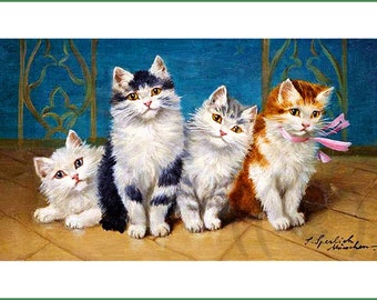 fabric panel - Sophie Sperlich (2). For sewing, patchwork, quilting. Fabric panels, quilt panels, fabric panel for quilting, cat, kitty