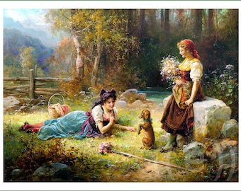 fabric panel - Hans Zatzka (11) - BIG. For sewing, patchwork, quilting. Fabric, fabric panels, quilt panels, fabric panels for quilting