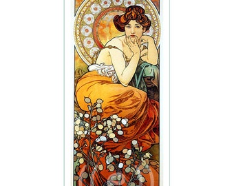 fabric panel - Alphonse Mucha (57). For sewing, patchwork, quilting. Fabric panels, quilt panels, art nouveau fabric, Mucha, Alphonse Mucha