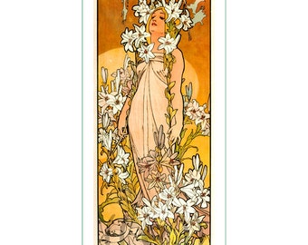 fabric panel - Alphonse Mucha (5-200). For sewing, patchwork, quilting. Fabric panel, quilt panel, art nouveau fabric, Mucha, Alphonse Mucha