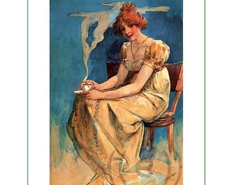 fabric panel - Alphonse Mucha (46). For sewing, patchwork, quilting. Fabric panels, quilt panels, art nouveau fabric, Mucha, Alphonse Mucha