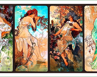fabric panel - Alphonse Mucha (59). For sewing, patchwork, quilting. Fabric panels, quilt panels, art nouveau fabric, Mucha, Alphonse Mucha